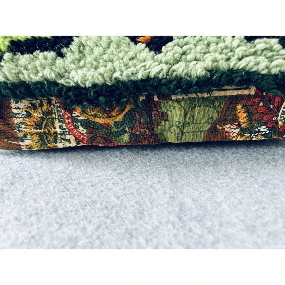 Vintage Sunflower Latch Hook 70s Handmade Pillow Unique‎ Orange Yellow Green